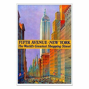 NEW YORK CITY 5th Ave. Vintage Advertisement Reprint 13"by19" Travel Art Poster